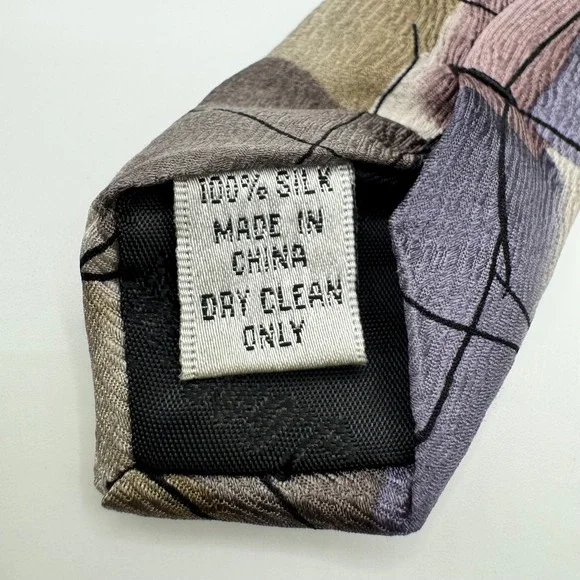 VINTAGE J. Garcia Mens Silk Necktie Abstract Purple Grey Tie Watercolor - Picture 5 of 7